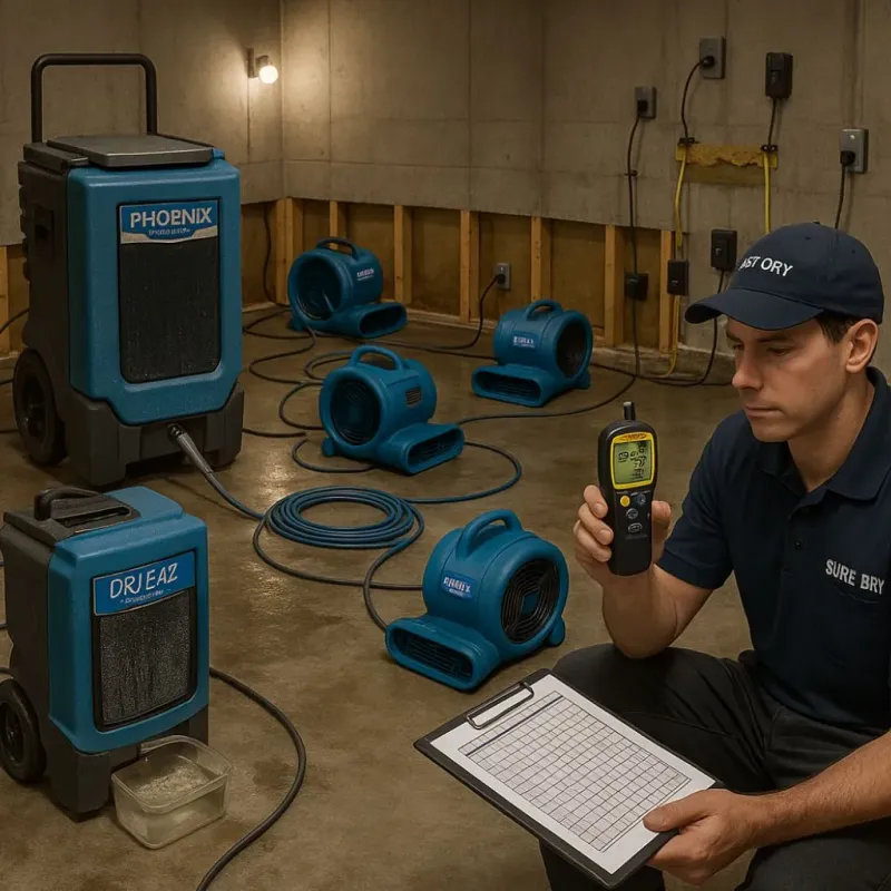 Structural Drying and Dehumidification process in Warsaw, NC